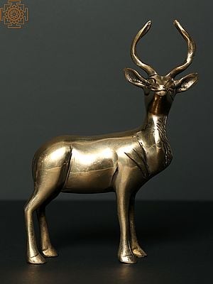 7" Brass Deer Statue