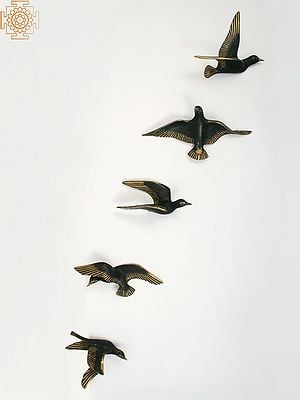 Decorative Birds In Brass (Set of 5) | Wall Decor