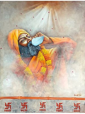 Sadhu Kripa (Blessings) | Acrylic On Canvas | By Sourav Sinha