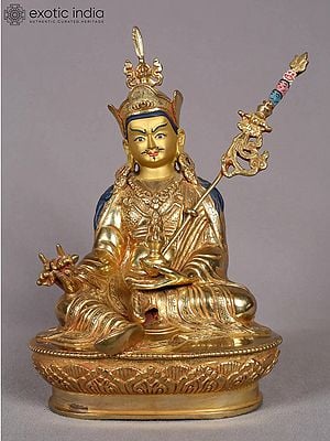 9" Guru Padmasambhava Sculpture | Nepalese Copper Statue