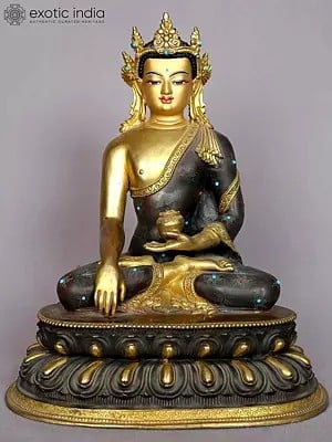 9" Shakyamuni Buddha with Crown | Nepalese Copper Statue