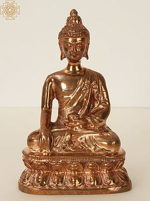 3" Small Bronze Lord Buddha Idol in Bhumi-Sparsha Mudra