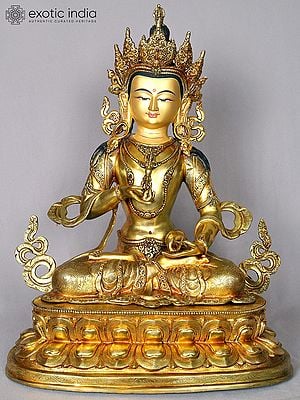 Gilded Copper Nepalese Statue of Vajrasattva from Nepal | Buddhist Deity Idol