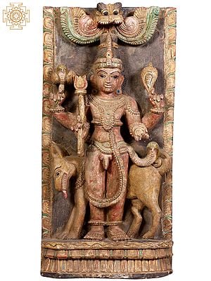 24" Wooden Lord Shiva as Bhairava