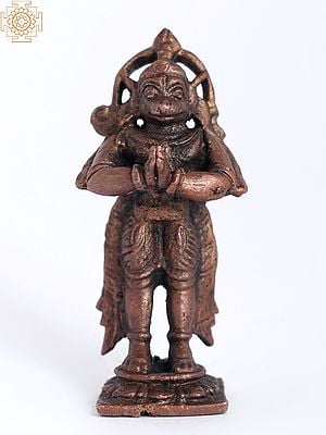 2" Lord Hanuman Small Size Copper Statue - Hindu God of Strength
