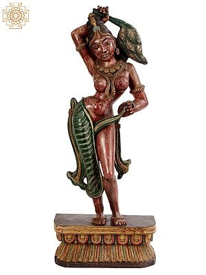 Large Wooden Apsara Idol