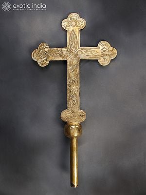 Brass Jesus Cross Standard for Procession