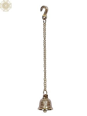Hanging Brass Bell with Chain | Gold Plated