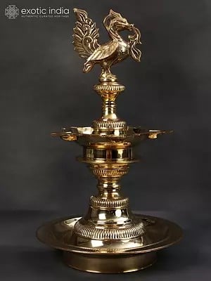 Peacock Oil Lamp Stand | Brass