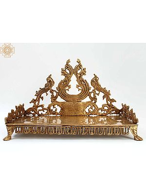 18" Brass Peacock Design Throne