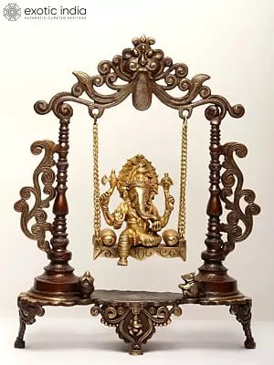 19'' Swinging Brass Ganesha Statue In Beautiful Design