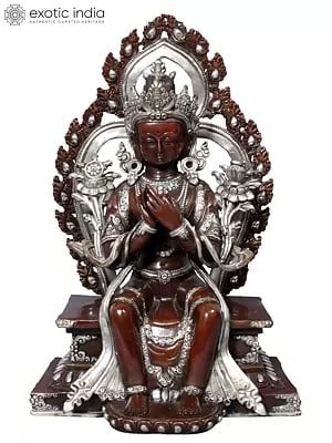 11" Maitreya Buddha Statue in Copper | Nepalese Buddha Idol