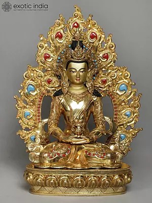 Amitayus Gilded Copper Statue from Nepal