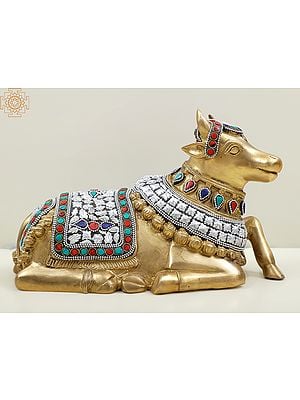 6" Small Nandi - The Vehicle of Lord Shiva In Brass