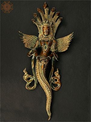 14" Naga Kanya Wall Hanging Statue in Brass | Handmade | Made in India