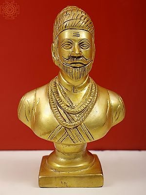 6" Small Chhatrapati Shivaji Bust In Brass