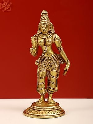 5" Small Brass Devi Parvati Sculpture