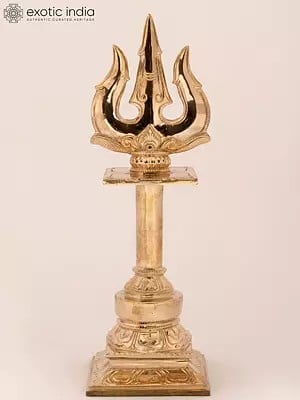 12'' Holy Trident With Stand | Bronze Statue
