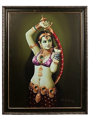 Lady with Sword | Without Frame | Oil on Canvas Painting