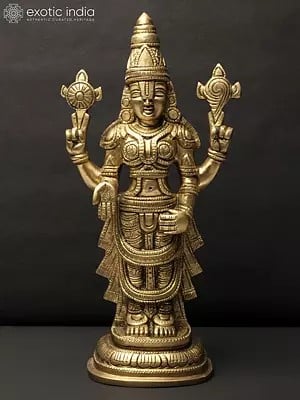12" Lord Tirupati Balaji Brass Statue (Venkateshvara)