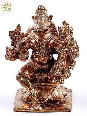 2" Small Bhagawan Varaha with Shri Lakshmi | Bronze Statue