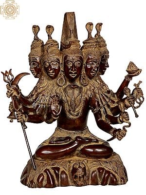 16" Sadashiva (Five-Headed Shiva) In Brass