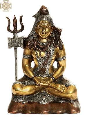 6" Small Mahayogi Shiva Sculpture in Brass