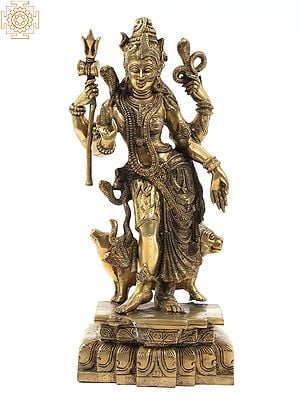 18" Ardhanarishvara In Brass | Handmade | Made In India