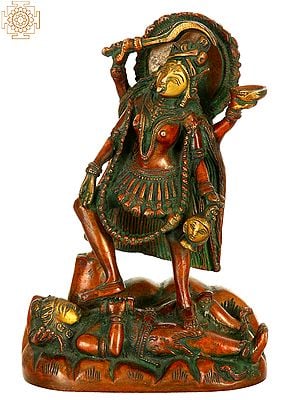 7" Goddess Kali In Brass | Handmade | Made In India