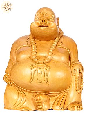 Laughing Lord Buddha Kadamba Wood Sculpture from Jaipur