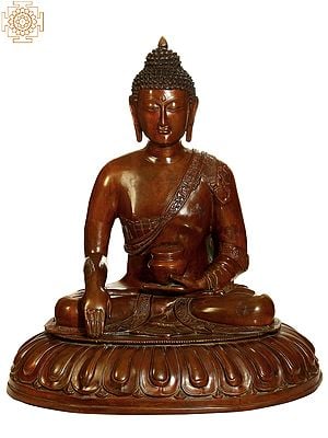 28" Large Size Buddha Calling The Earth to be His Witness In Brass | Handmade | Made In India