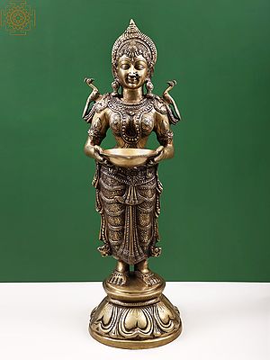 30" Goddess Deeplakshmi In Brass