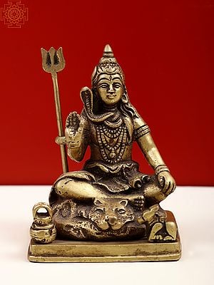 4"Mahayogi Lord Shiva In Brass | Handmade | Made In India