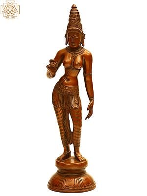 17" Goddess Parvati In Brass | Handmade | Made In India