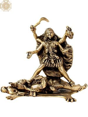 8" Why Does Goddess Kali Roll Out Her Tongue? In Brass | Handmade | Made In India