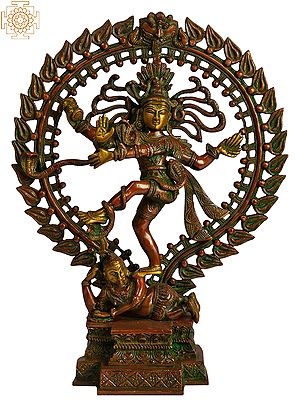 17" Nataraja in Brown and Golden Hues In Brass