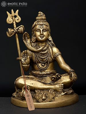 Small Mahayogi Shiva Sculpture in Brass