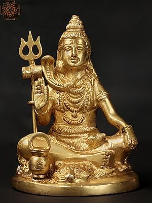4" Small Mahayogi Shiva Sculpture in Brass