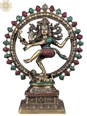 22" Lord Shiva as Nataraja (With Inlay Work) In Brass
