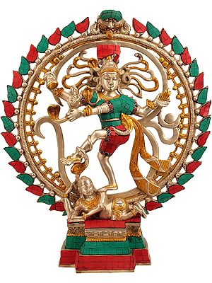 17" Inlay Nataraja In Brass | Handmade | Made In India