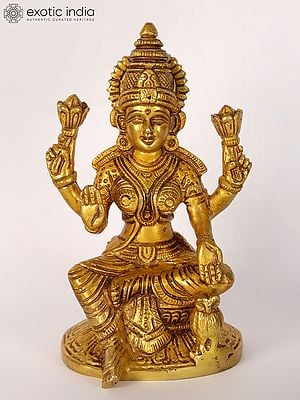 Goddess Lakshmi Small Brass Statue | Handmade