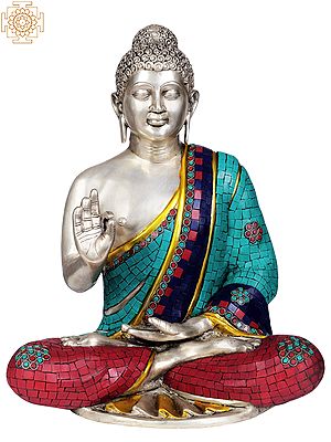 18" Lord Buddha Interpreting His Dharma In Brass