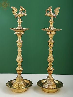 18" Annam Lamp (Peacock Lamp Pair) in Brass