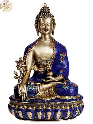 18" (Tibetan Buddhist Deity) The Medicine Buddha In Brass
