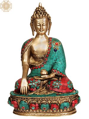 12" Lord Buddha in Bhumisparsha Mudra In Brass