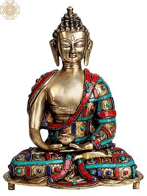 15" Lord Buddha In Dhyana Mudra In Brass