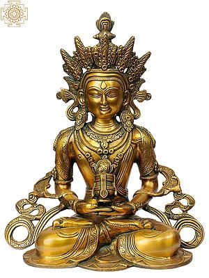 15" Tibetan Buddhist Deity Amitabh Buddha In Brass