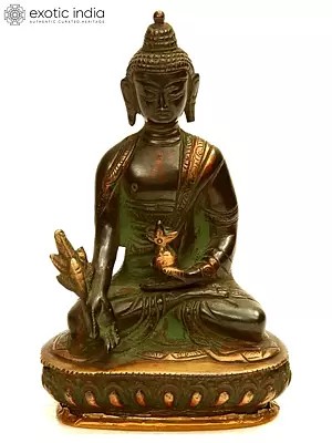 5" Small (Tibetan Buddhist Deity) The Medicine Buddha In Brass