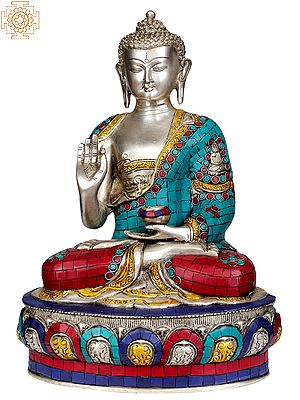 14" Shakyamuni Buddha Interpreting His Dharma (Inlay Statue) In Brass