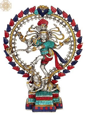 17" Lord Shiva as Nataraja  (Inlay Statue) In Brass